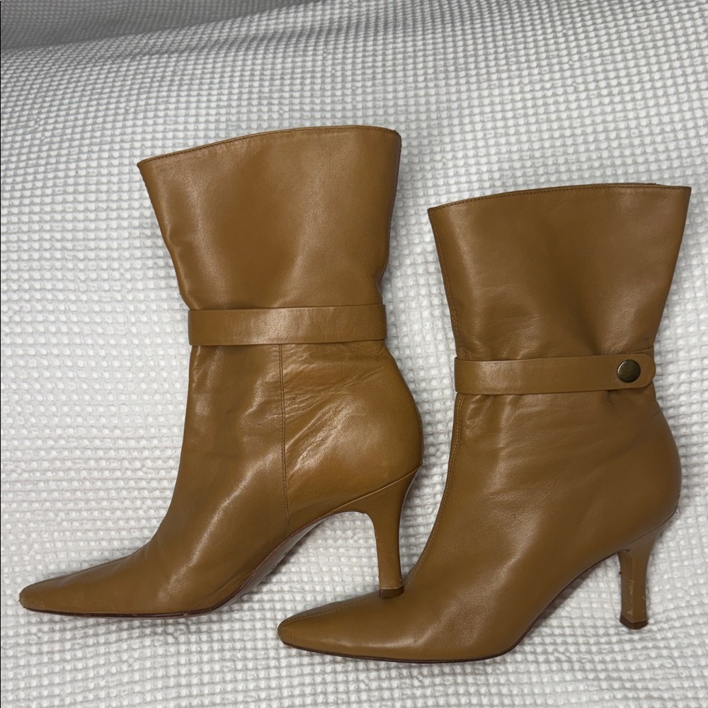 Antonio Melani Tan Leather Ankle Boots - Size 7